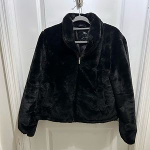 Zara Faux Fur Jacket Size L in Black